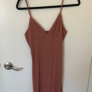 Elegant Spaghetti Strap Dress in Rust
